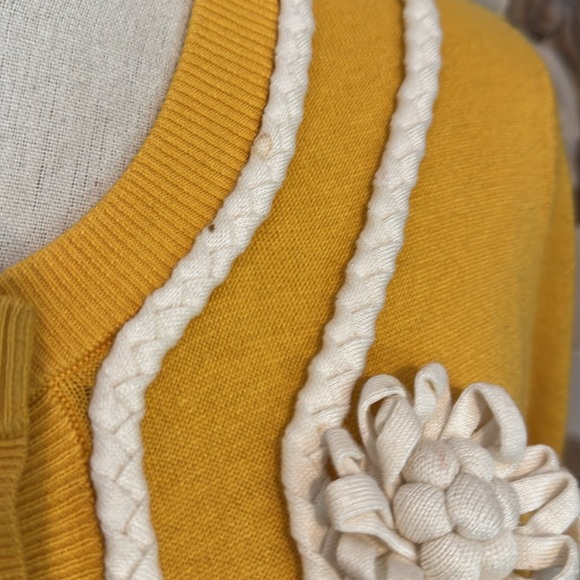 Kate Spade | live colorfully | yellow cream | flower appliqué | S | cardigan - Picture 5 of 13